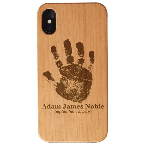 Personalized Engraved Wood Iphone Case Baby Handprint Images