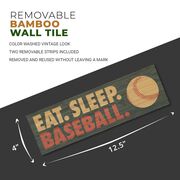Baseball 12.5" X 4" Printed Bamboo Removable Wall Tile - Eat Sleep Baseball