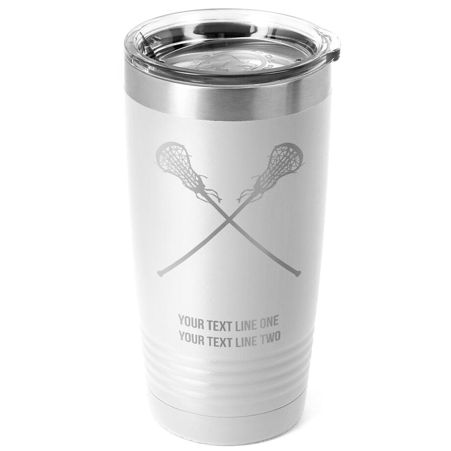 Girls Lacrosse 20 oz. Double Insulated Tumbler - Crossed Sticks Icon - Personalization Image
