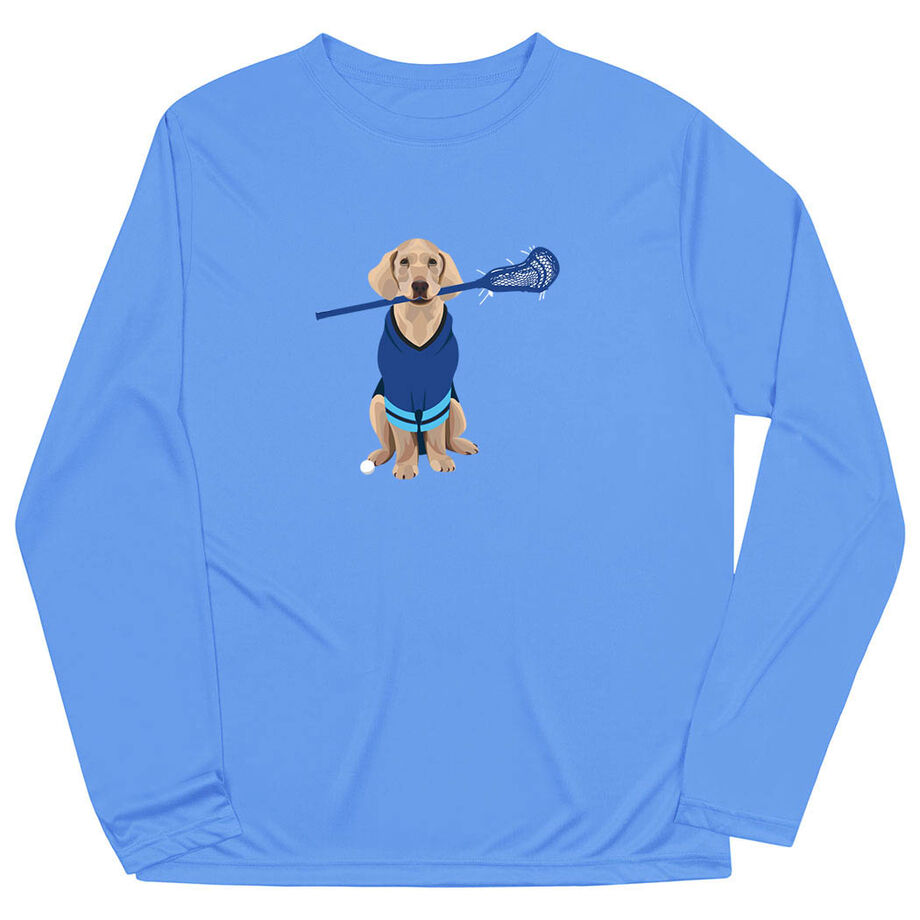 Guys Lacrosse Long Sleeve Performance Tee - Laxer the Lacrosse Dog