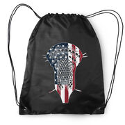 Guys Lacrosse Drawstring Backpack - Patriotic Stick