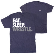 Wrestling Short Sleeve T-Shirt - Eat Sleep Wrestle (Stack) (Back Design)