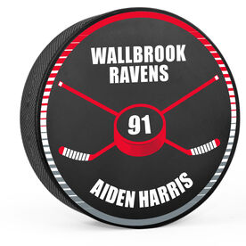 Personalized Hockey Puck - Crossed Sticks and Hockey Puck