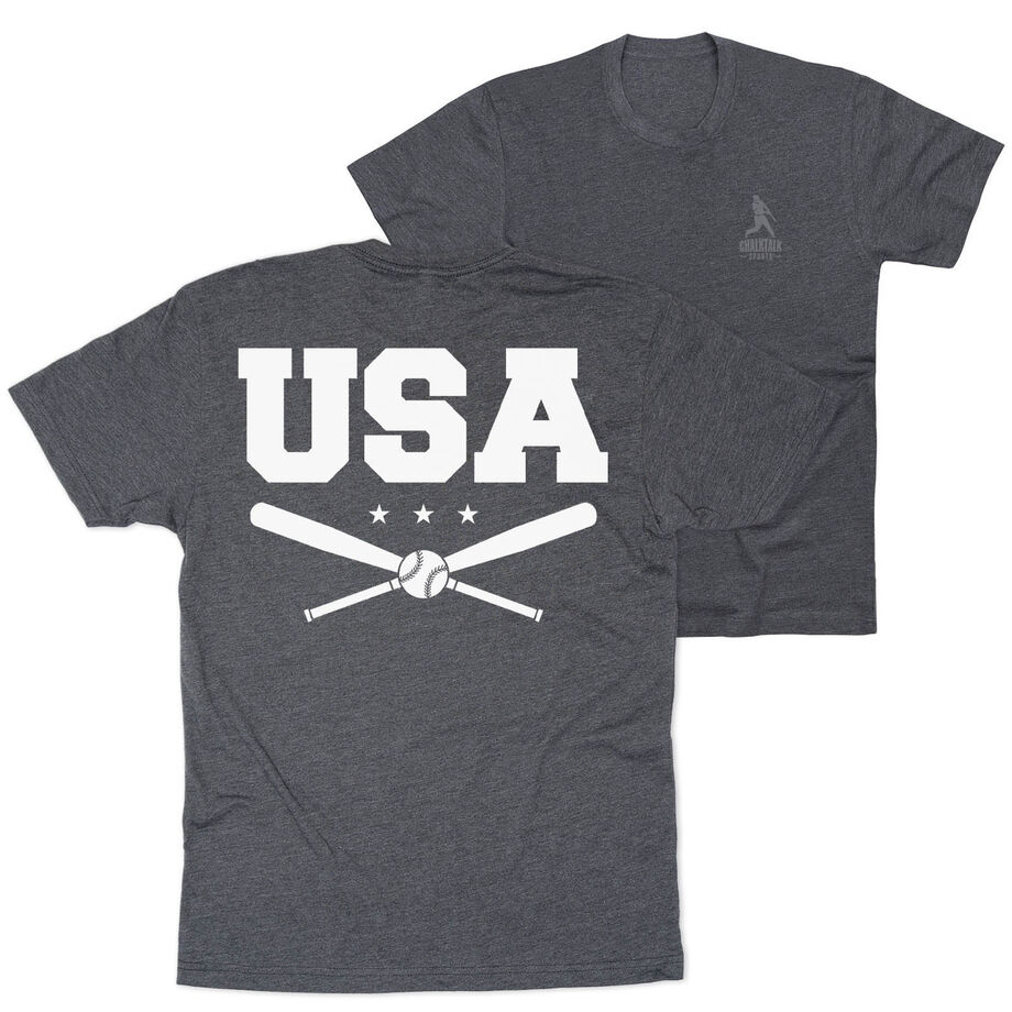 Baseball Short Sleeve T-Shirt - USA (Back Design)
