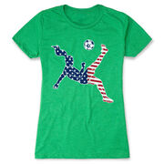 Soccer Women's Everyday Tee - Girls Soccer Stars and Stripes Player