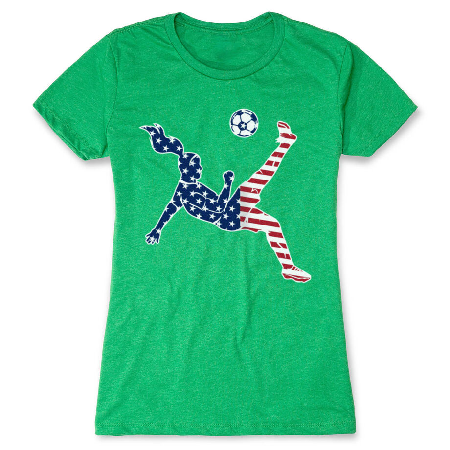 Soccer Women's Everyday Tee - Girls Soccer Stars and Stripes Player