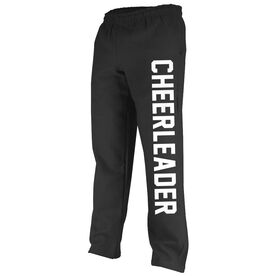 Cheerleading Fleece Sweatpants Varsity Cheerleader [Black/White/Adult Large] - SS