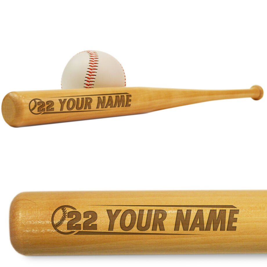 Baseball Mini Engraved Bat Your Name with Number - Personalization Image