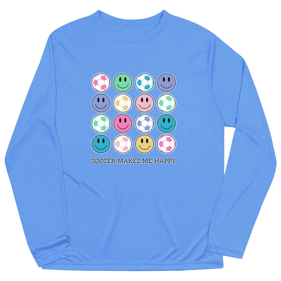 Soccer Long Sleeve Performance Tee - Soccer Makes Me Happy
