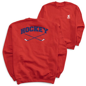 Hockey Crewneck Sweatshirt - Hockey Crossed Sticks (Back Design)