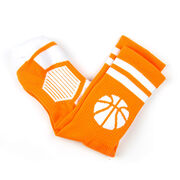 Basketball Woven Mid-Calf Socks - Ball (Orange/White)