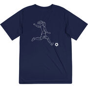 Soccer Short Sleeve Performance Tee - Soccer Girl Player Sketch