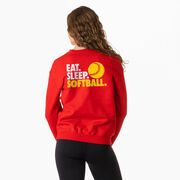 Softball Crewneck Sweatshirt - Eat Sleep Softball (Back Design)