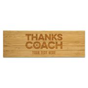 Soccer 12.5" X 4" Engraved Bamboo Removable Wall Tile - Thanks Coach