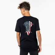 Guys Lacrosse Short Sleeve T-Shirt - Patriotic Stick (Back Design)