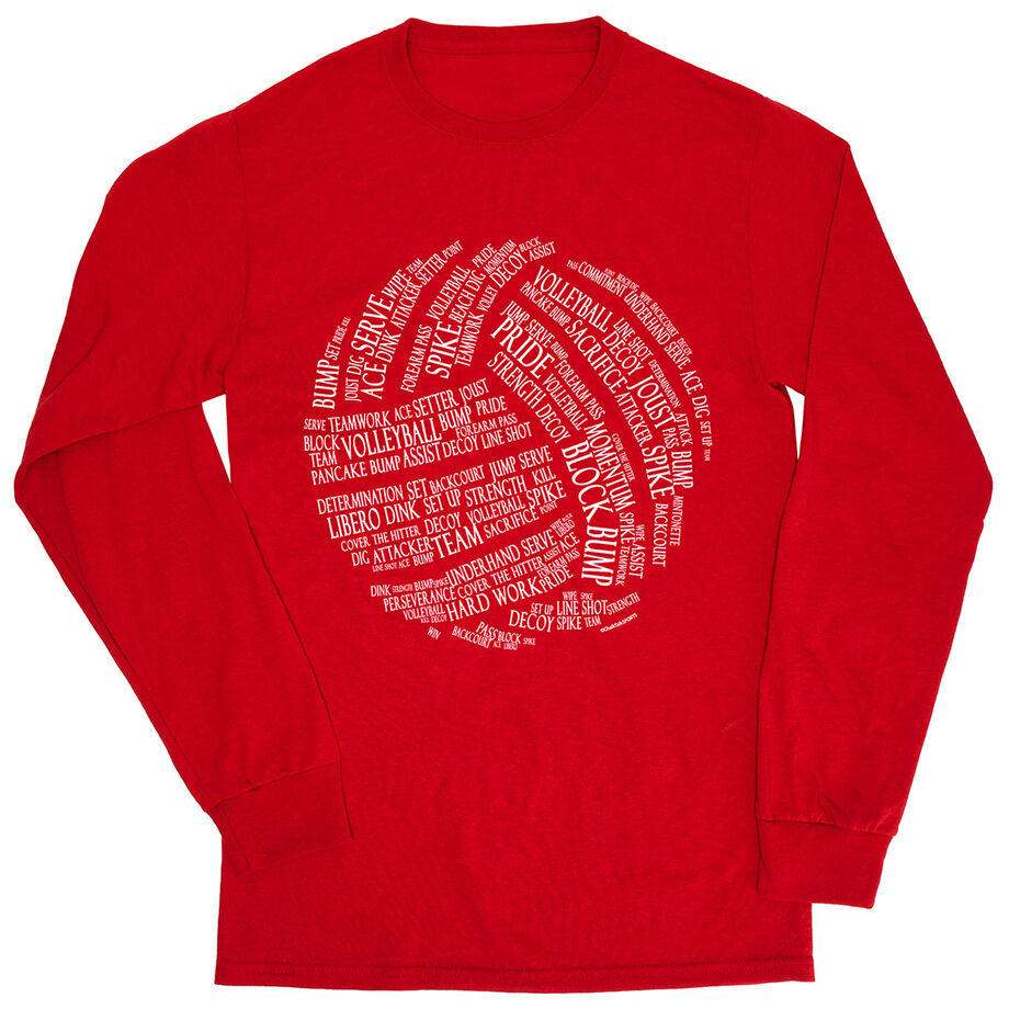 Volleyball Tshirt Long Sleeve - Volleyball Words - Personalization Image