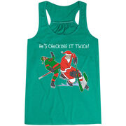 Hockey Flowy Racerback Tank Top - He's Checking It Twice