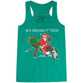 Hockey Flowy Racerback Tank Top - He's Checking It Twice