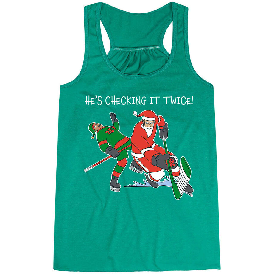 Hockey Flowy Racerback Tank Top - He's Checking It Twice