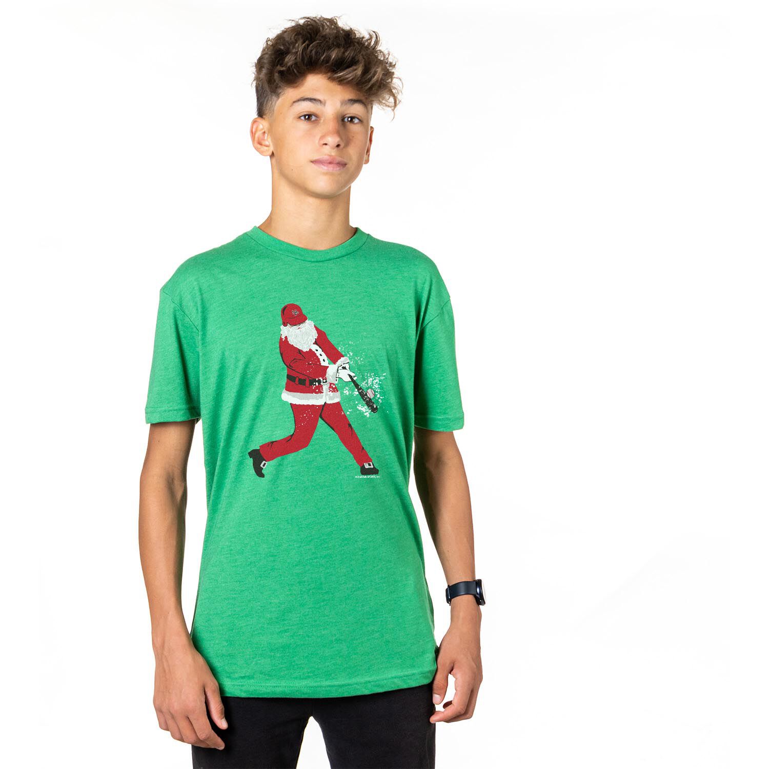 Baseball T-Shirt Short Sleeve Home Run Santa | ChalkTalkSPORTS