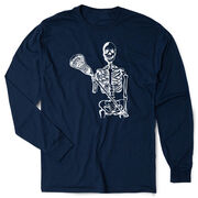 Guys Lacrosse Tshirt Long Sleeve - Skeleton (White)