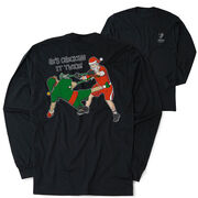 Guys Lacrosse Tshirt Long Sleeve - Checking It Twice Lacrosse (Back Design)