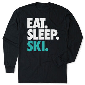 Skiing & Snowboarding Tshirt Long Sleeve - Eat. Sleep. Ski