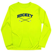 Hockey Long Sleeve Performance Tee - Hockey Crossed Sticks Logo