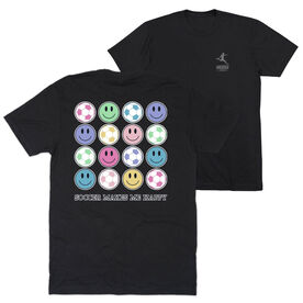 Soccer Short Sleeve T-Shirt - Soccer Makes Me Happy (Back Design) [Youth Medium/Black] - SS