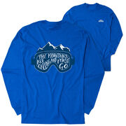 Skiing & Snowboarding Tshirt Long Sleeve - The Mountains Are Calling (Back Design)