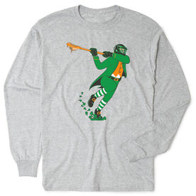 Guys Lacrosse Tshirt Long Sleeve - Lacrosse Leprechaun