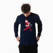 Baseball Tshirt Long Sleeve - Home Run Santa