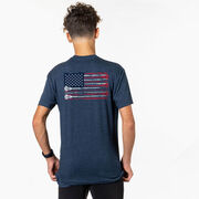 Guys Lacrosse Short Sleeve T-Shirt - American Flag (Back Design)