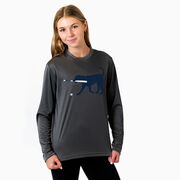 Baseball Long Sleeve Performance Tee - Navy Baseball Dog