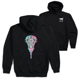 Girls Lacrosse Hooded Sweatshirt - Lacrosse Stick Heart (Back Design)