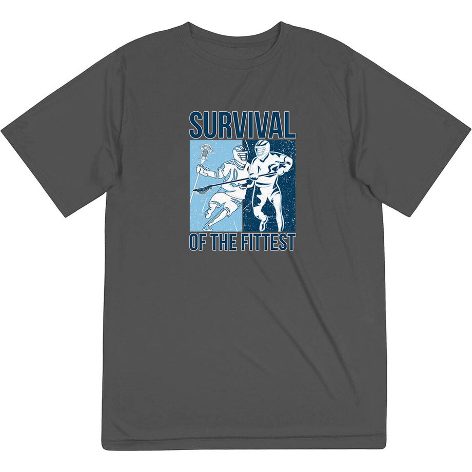 Guys Lacrosse Short Sleeve Performance Tee - Survival of the Fittest