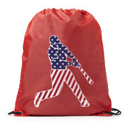 Baseball Drawstring Backpack - Baseball Stars and Stripes Player