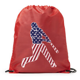 Baseball Drawstring Backpack - Baseball Stars and Stripes Player