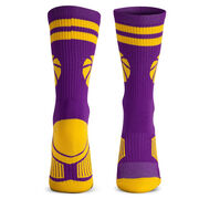 Basketball Woven Mid-Calf Socks - Ball (Purple/Gold)