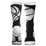 Basketball Woven Mid-Calf Socks - Ball Wrap (Black/White)