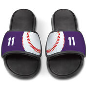 Baseball Repwell&reg; Slide Sandals - Ball and Number Reflected