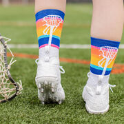 Girls Lacrosse Woven Mid-Calf Socks - Sunset Stick