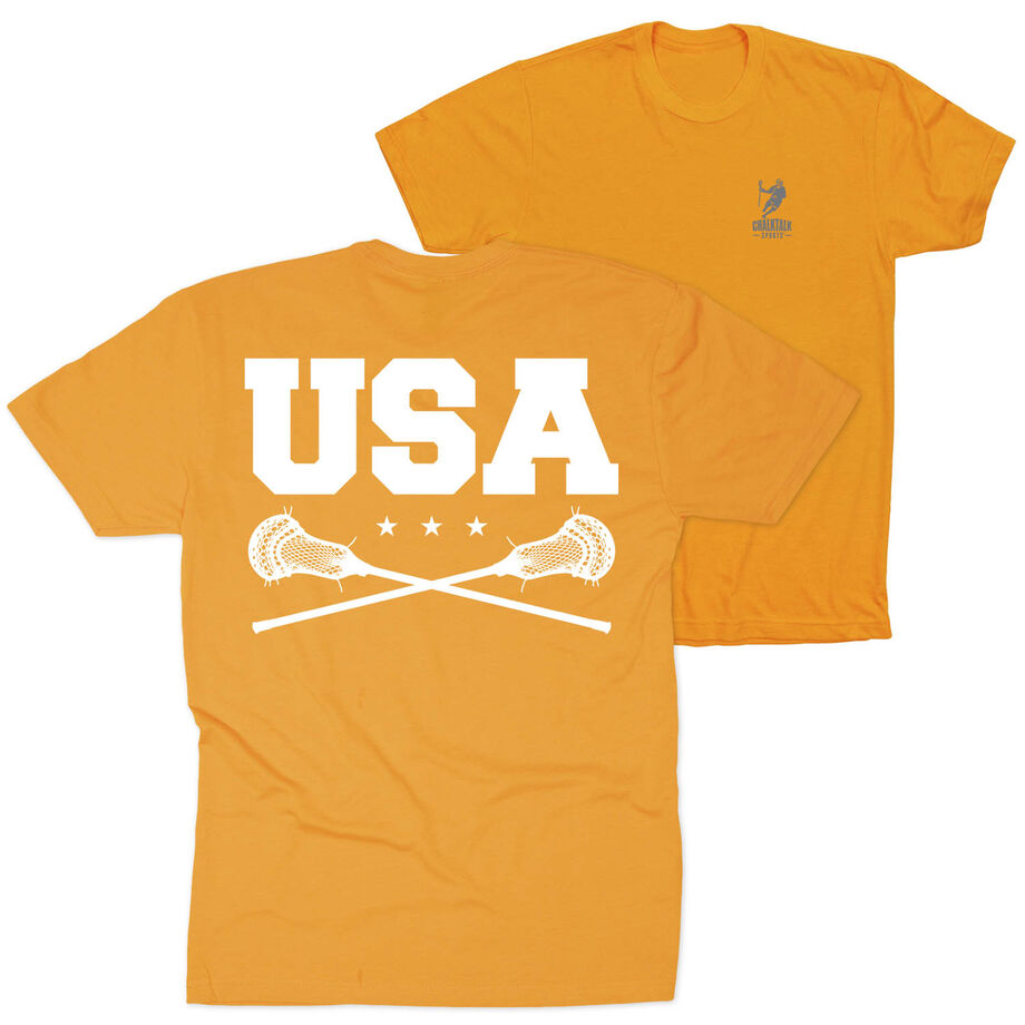 Guys Lacrosse Short Sleeve T-Shirt - USA (Back Design)