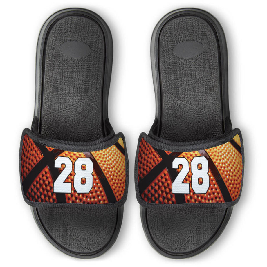 Basketball Repwell&reg; Slide Sandals - Custom Basketball Number - Personalization Image