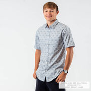 Hockey Performance Short Sleeve Button Down Shirt - Blue Line