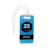 Hockey Bag/Luggage Tag - Personalized Hockey Puck with Dots Background