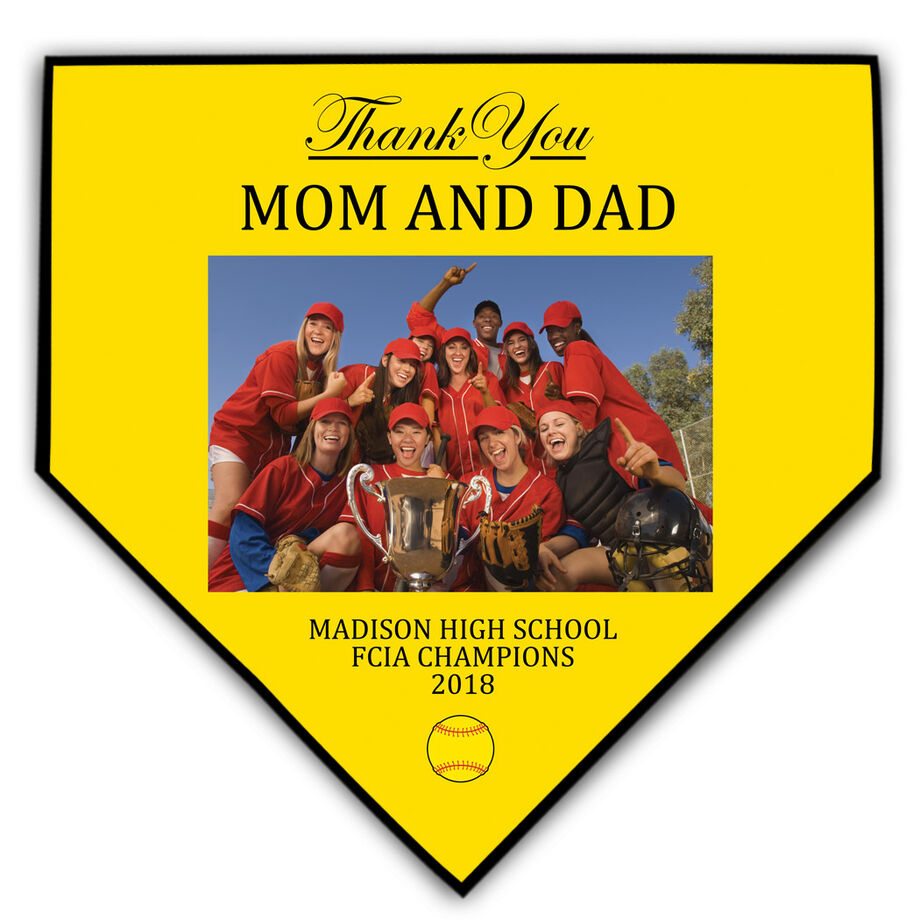 Softball Home Plate Plaque - Thank You With Photo