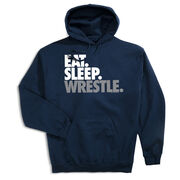 Wrestling Hooded Sweatshirt - Eat Sleep Wrestle (Stack) [Navy/Youth Medium] - SS