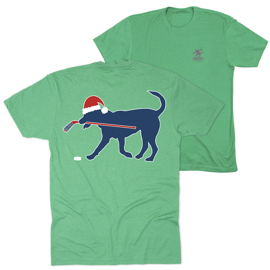 Hockey Short Sleeve T-Shirt - Christmas Dog (Back Design)