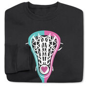 Girls Lacrosse Crewneck Sweatshirt - Lacrosse Stick Heart